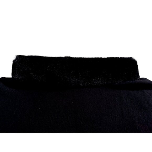 Talbots Black Faux Fur Trim Asymmetrical Hem Cape Poncho Women XS/S NWT - Picture 5 of 12